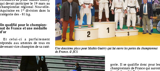 2 articles sur le judo club Savinois dans L’Angérien Libre !!!