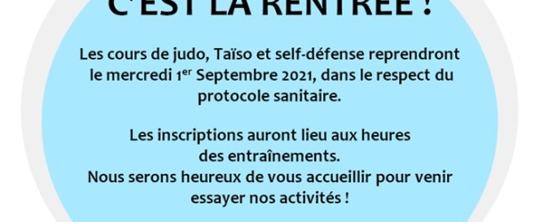 C’est la rentrée : les entraînements retrouvent leurs horaires habituels !!!